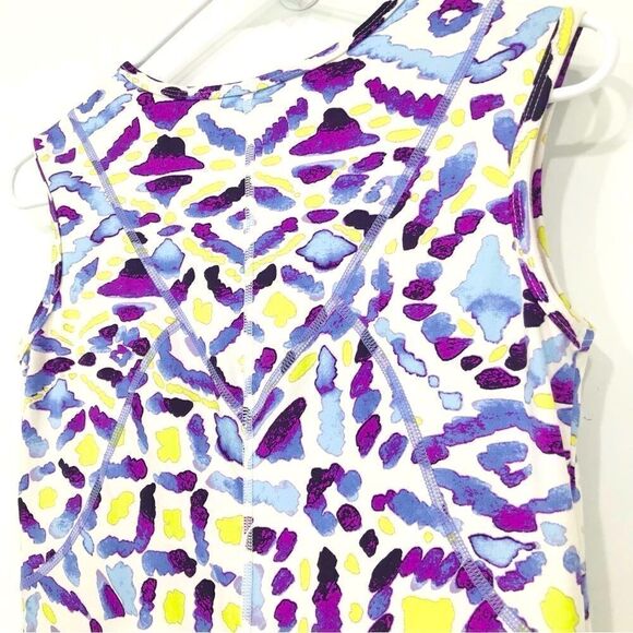 Title Nine White Purple Abstract Sleeveless A-Line Athletic Athleisure Dress - Picture 8 of 14